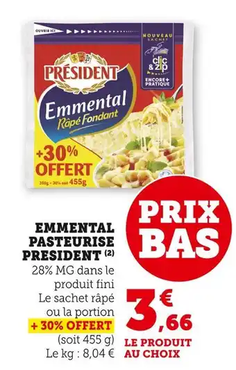 U Express PRESIDENT Emmental pasteurise offre