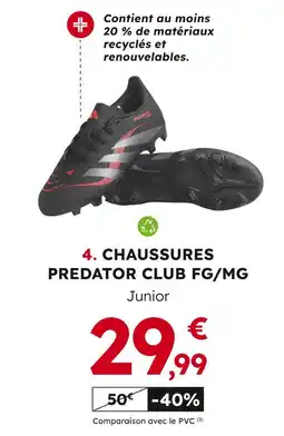 Sport 2000 Chaussures predator club fg/mg junior offre