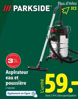 Lidl Parkside Aspirateur eau et poussière offre