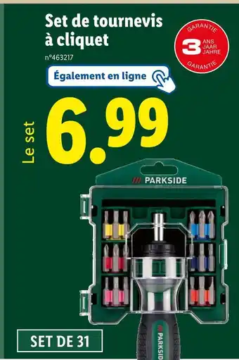 Lidl PARKSIDE Set de tournevis à cliquet offre