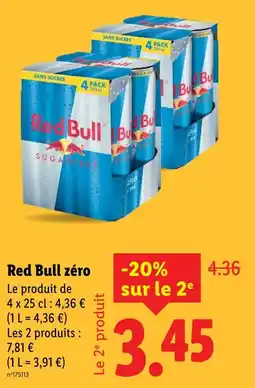 Lidl Red Bull zéro offre