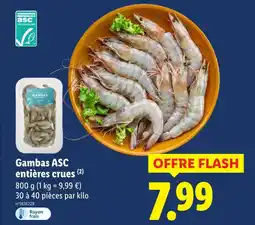 Lidl Gambas entières crues offre