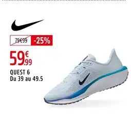 Intersport NIKE Quest 6 du 39 au 49.5 offre