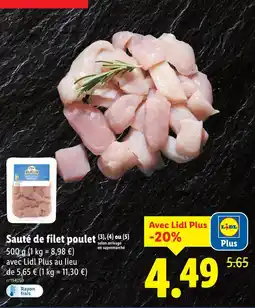 Lidl Sauté de filet poulet offre