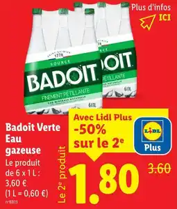 Lidl Badoit Verte Eau gazeuse offre