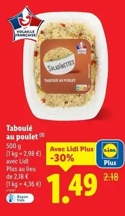 Lidl Saladinettes Taboulé au poulet offre