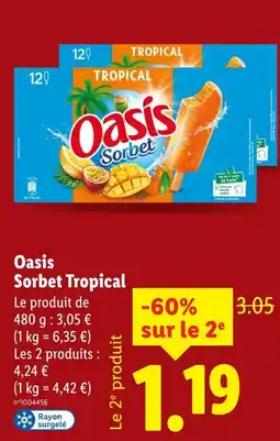 Lidl Oasis Sorbet tropical offre