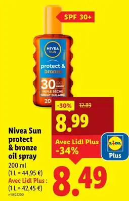 Lidl NIVEA SUN Protect & bronze oil spray offre