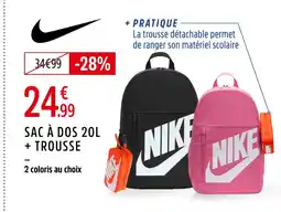 Intersport Nike Sac à dos 20L + trousse offre