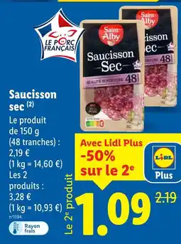 Lidl Saucisson sec offre