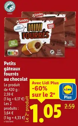 Lidl Sondey Petits gâteaux fourrés au chocolat offre