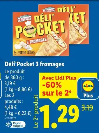 Lidl ALFREDO Déli'Pocket 3 fromages offre