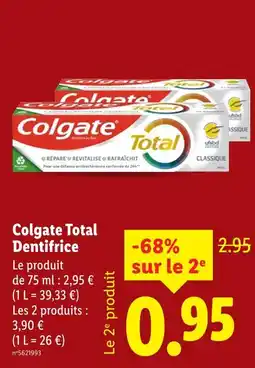 Lidl Colgate Total dentifrice offre