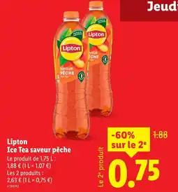 Lidl Lipton Ice Tea saveur pêche offre