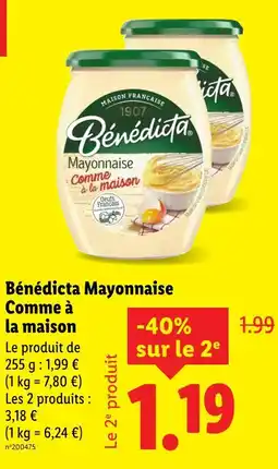 Lidl Bénédicta Mayonnaise Comme à la maison offre