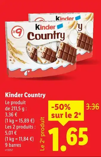 Lidl Kinder Country offre