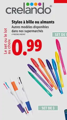 Lidl CRELANDO Stylos à bille ou aimants offre