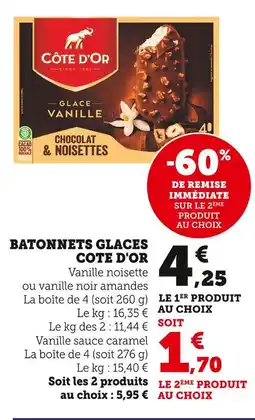 Super U COTE D'OR Bâtonnets glacés offre
