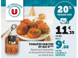 Super U Les Produits U Tomates farcies et riz offre