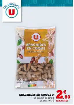 Super U U Arachides en coque grillées à sec offre