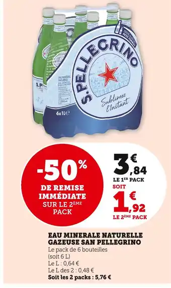 Super U San Pellegrino Eau minérale naturelle gazeuse offre