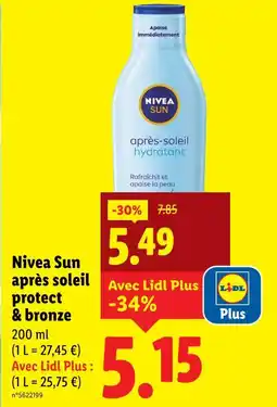 Lidl Nivea Sun Après soleil protect & bronze offre