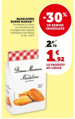 Super U Bonne Maman Madeleines offre