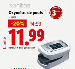 Lidl SANITAS Oxymètre de pouls offre