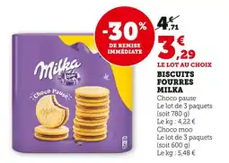 Super U MILKA Biscuits fourres offre