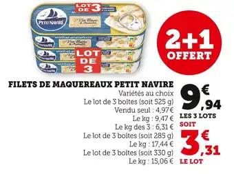 Super U PETIT NAVIRE Filets de maquereaux offre
