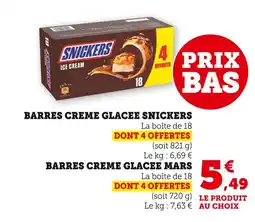 Super U SNICKERS / MARS Barres creme glacee offre