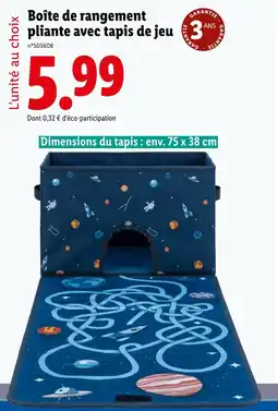 Lidl Boîte de rangement pliante avec tapis de jeu offre