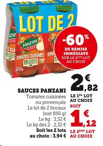 Super U PANZANI Sauces offre