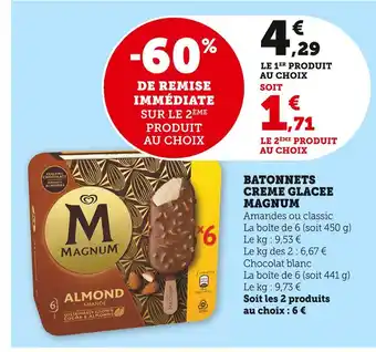 Super U MAGNUM BATONNETS CREME GLACEE offre
