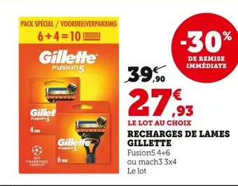 Super U Gillette Recharges de lames offre
