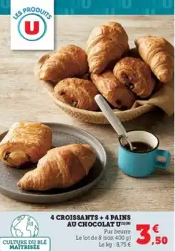 U Express 4 croissants + 4 pains au chocolat u offre
