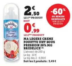 U Express Ma legere creme fouette uht sous pression 20% mg bridelice offre