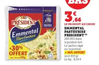 U Express Emmental pasteurise president offre