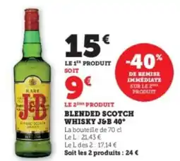 U Express Blended scotch whisky j&b 40° offre