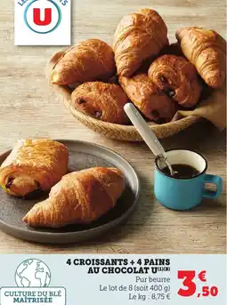 Maximarché 4 croissants + 4 pains au chocolat u offre