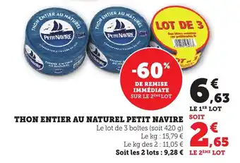 Maximarché Thon entier au naturel petit navire offre