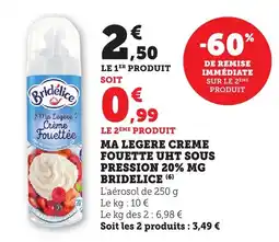 Maximarché Ma legere creme fouette uht sous pression 20% mg bridelice offre