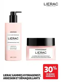 Auchan Parapharmacie Lierac gammes hydragenist arkeskin et démaquillants offre