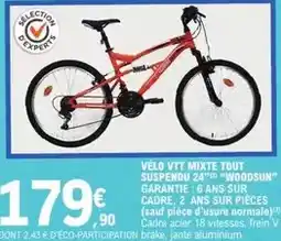E.Leclerc Vtt - velo mixte tout suspendu 24 woodsun garantie offre