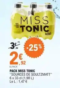 E.Leclerc Sources de soultzmatt - pack miss tonic offre