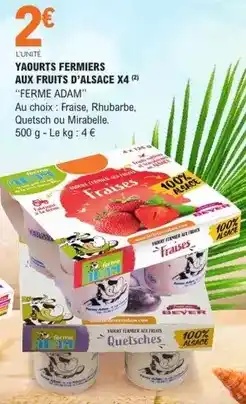 E.Leclerc Adam - yaourts fermiers aux fruits d'alsace x4 offre