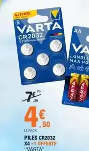 E.Leclerc Varta - piles cr2032 offre