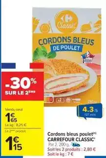 Cora x Carrefour Carrefour - cordons bleus poulet offre