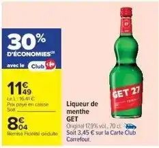 Cora x Carrefour Get - liqueur de menthe offre