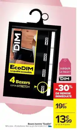 Cora x Carrefour Dim - boxers homme ecodm offre